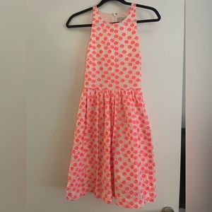 J. Crew Neon Pink Floral Fit & Flare Cotton Party Dress Size 2; great condition